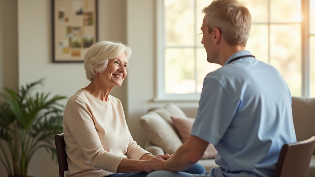Senior woman in comfortable chair at home with peaceful expression
